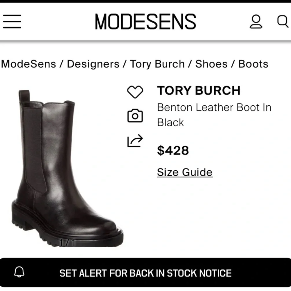 TORY BURCH REVOLVE Black Mid-Calf Leather Boots